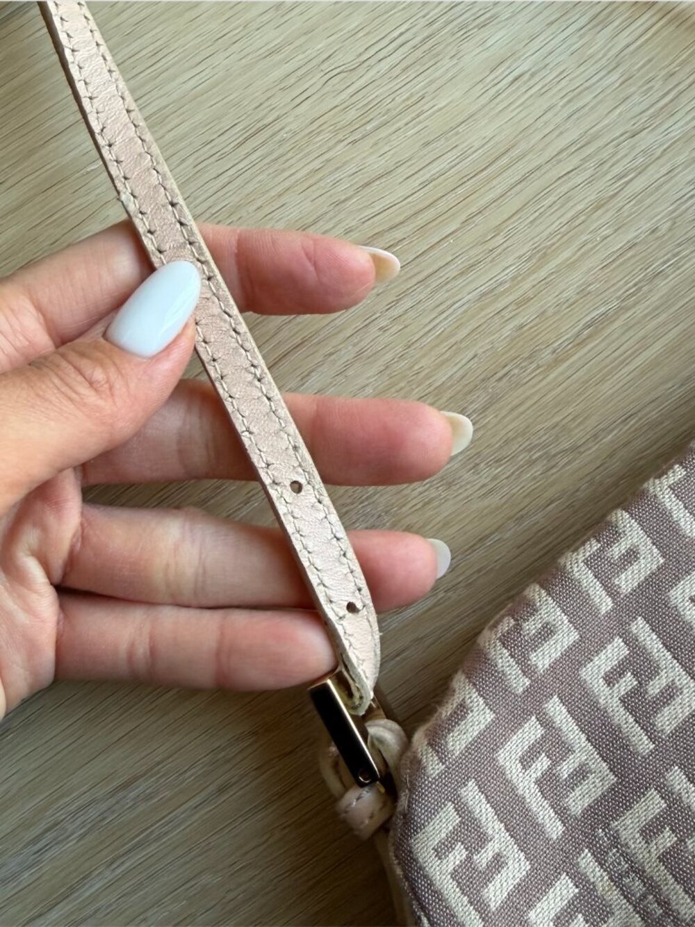 Vintage FENDI - FENDI Zucchino Vitello Mini Mama Baguette Cipria - Pink Canvas - Picture 5 of 11